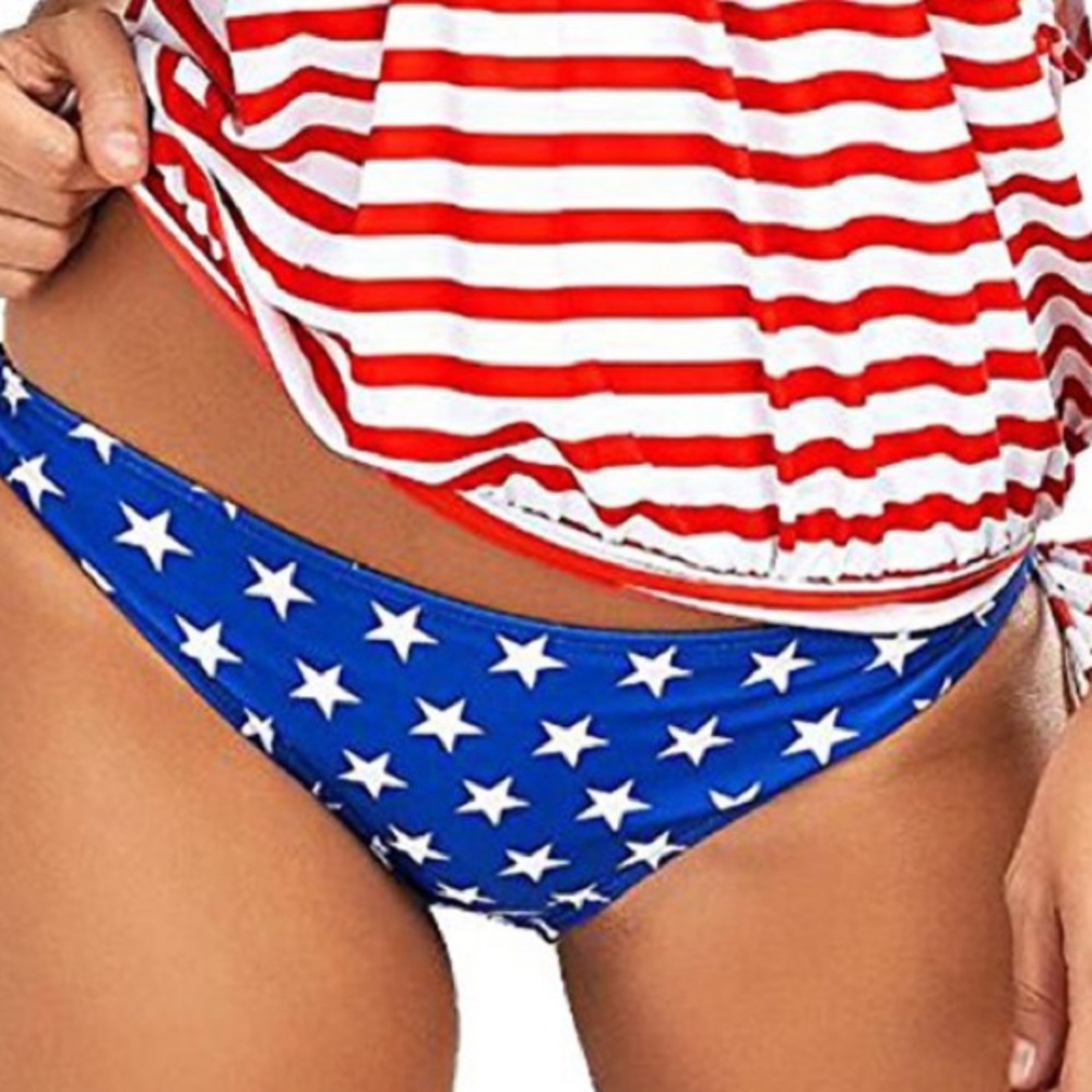 🚘Red and Blue Star-Striped Swimsuit NWOT 2 piece swim suits American flag design - Picture 7 of 13